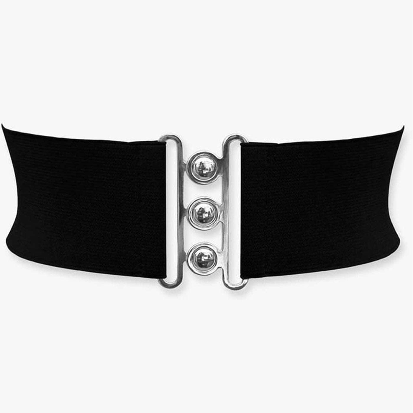 Trimming Shop Elastic Waist Belt Wide Elasticated Stretch Waistband Retro Cinch Belt with Clip-On Buckle for Women Dresses, Western Outfits, Gowns, 76mm Wide, Black, 25"-28"