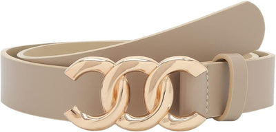 Women Belt for Jeans Dress Cinch Waist Belt for Ladies Faux Leather Belt with Gold Buckle