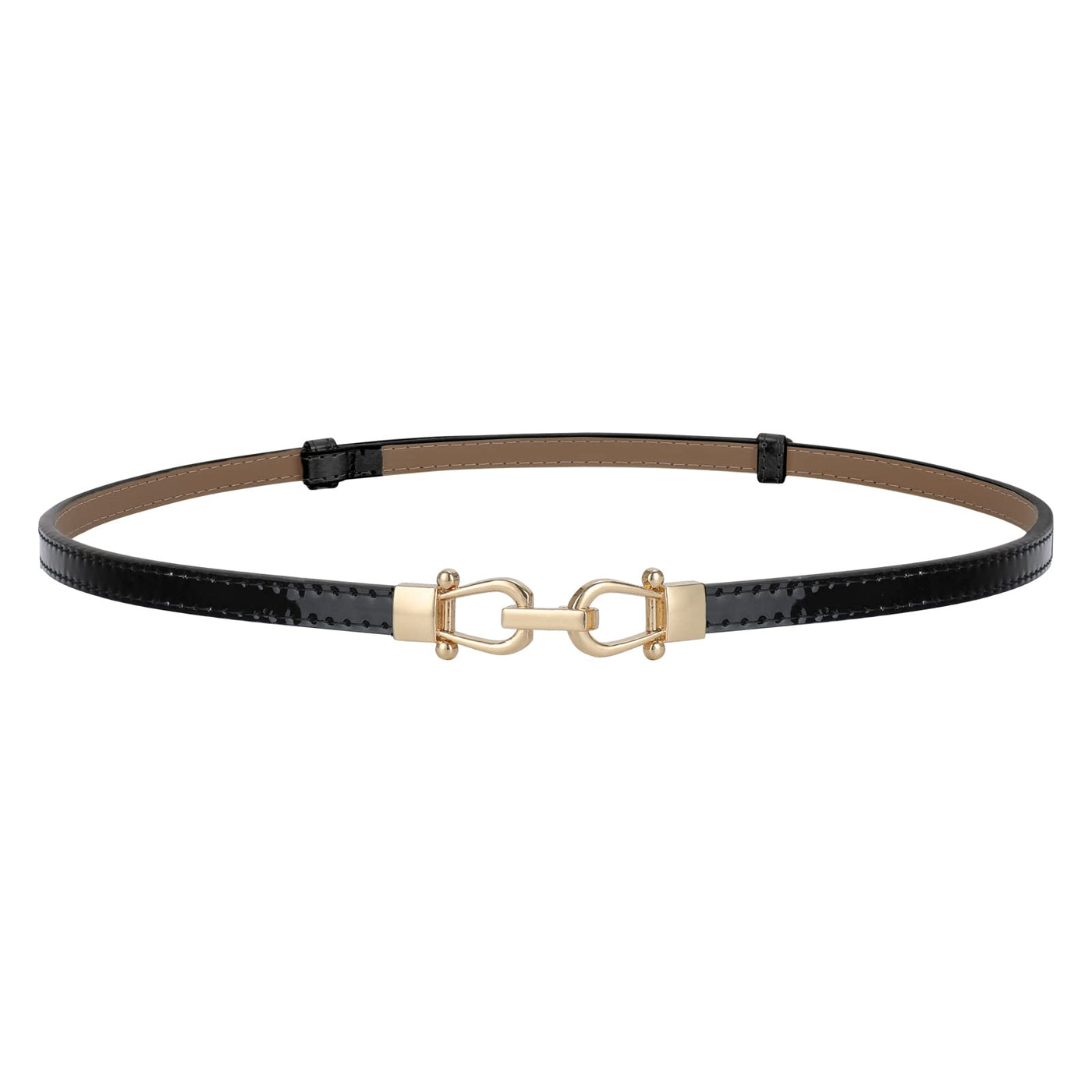 JASGOOD Leather Skinny Women Belt Ladies Thin Waist Belts Plus Size Adjustable for Jeans Pants Dresses with Metal Buckle