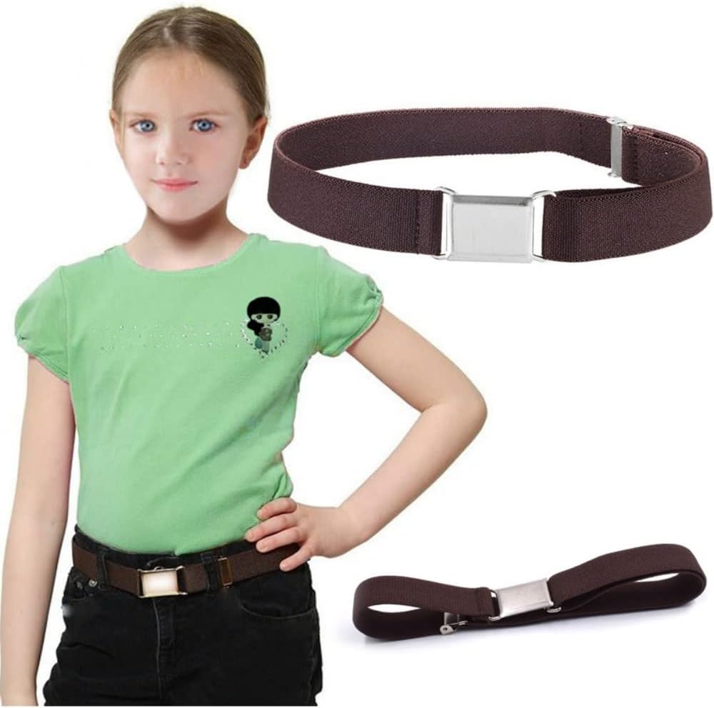 NestNook Kids Belt Adjustable Belts for Boys and Girls Elastic Stretch Belts with Silver Square Buckle