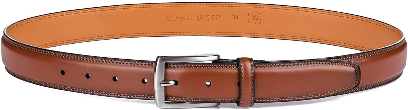 KM Legend Men's Leather Dress Belt-Classic & Fashion for Work Business and Casual
