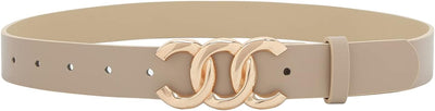 Women Belt for Jeans Dress Cinch Waist Belt for Ladies Faux Leather Belt with Gold Buckle