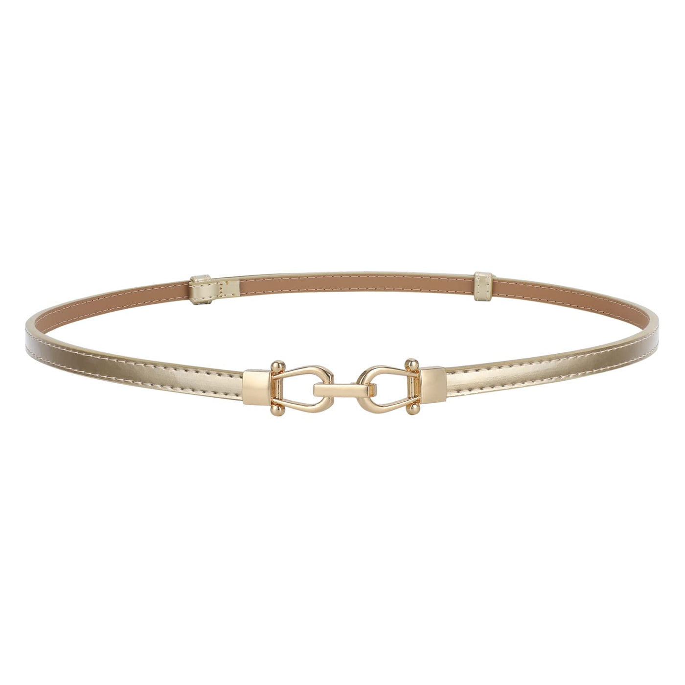 JASGOOD Leather Skinny Women Belt Ladies Thin Waist Belts Plus Size Adjustable for Jeans Pants Dresses with Metal Buckle