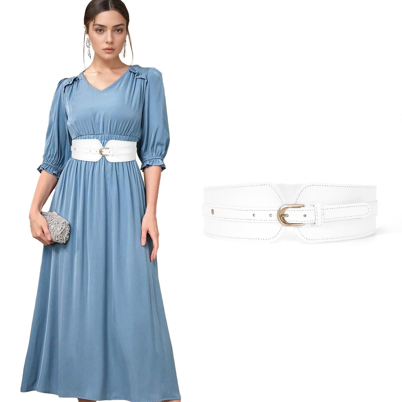 SUOSDEY Womens Wide Elastic Waist Belt for Dress Ladies Stretch Cinch Belt for Women
