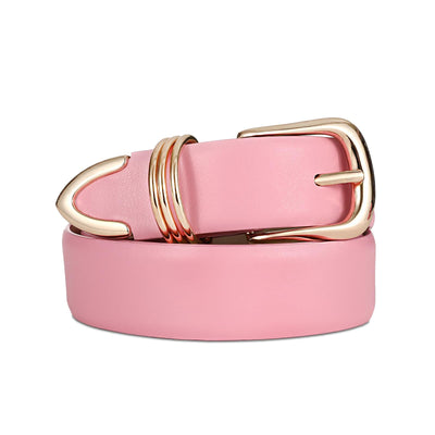Women's Leather Belts with Gold Buckle Fashion Leather Waist Belt Elegant Ladies Belts for Jeans Dress & Casual Wear