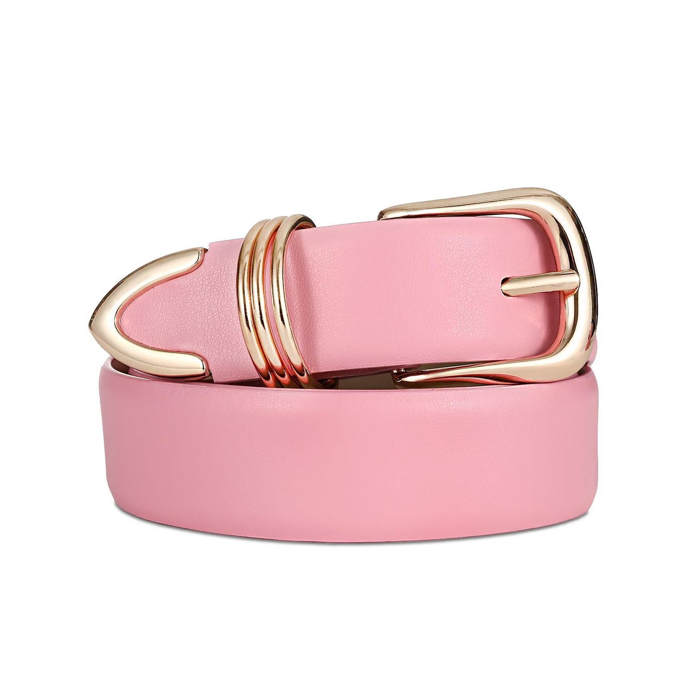 Women's Leather Belts with Gold Buckle Fashion Leather Waist Belt Elegant Ladies Belts for Jeans Dress & Casual Wear
