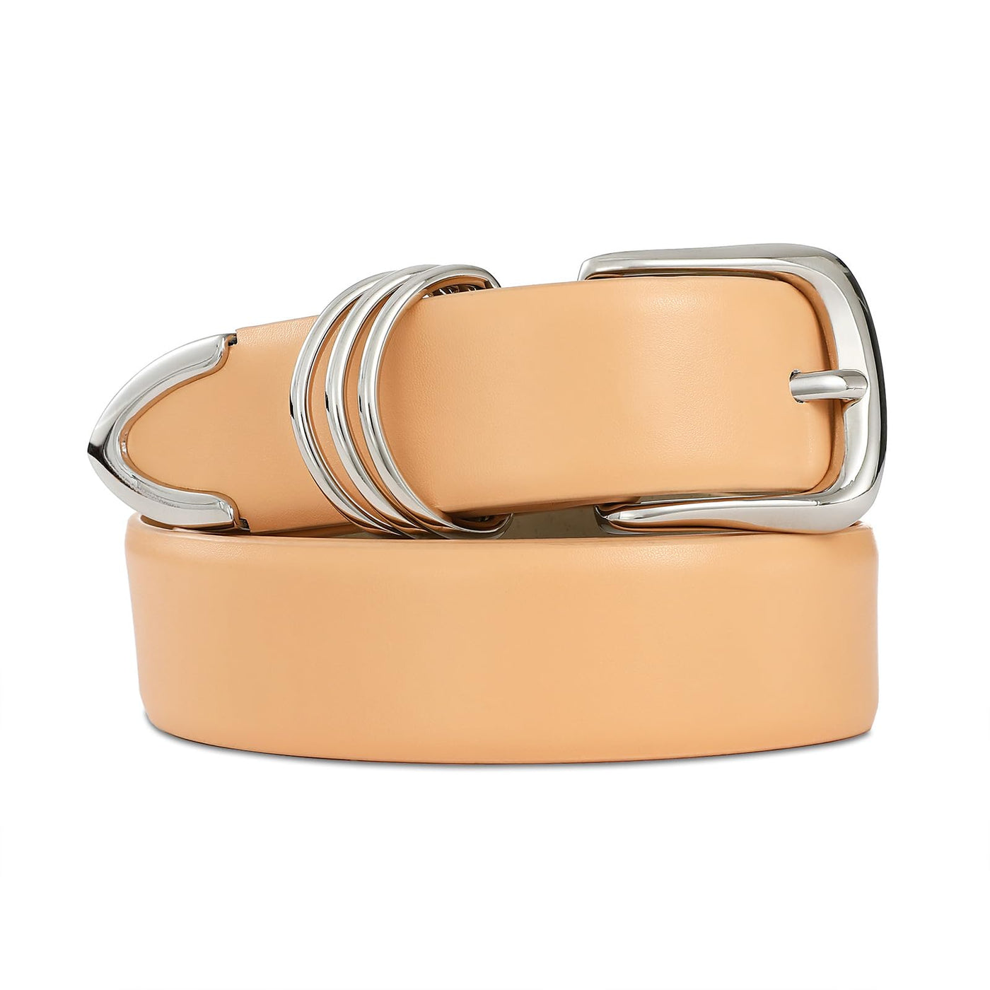 Women's Leather Belts with Gold Buckle Fashion Leather Waist Belt Elegant Ladies Belts for Jeans Dress & Casual Wear