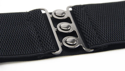 Trimming Shop Elastic Waist Belt Wide Elasticated Stretch Waistband Retro Cinch Belt with Clip-On Buckle for Women Dresses, Western Outfits, Gowns, 76mm Wide, Black, 25"-28"