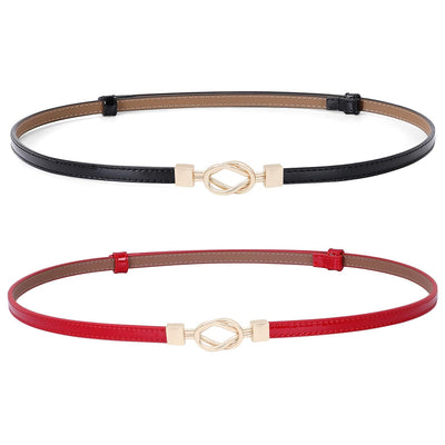 JASGOOD Leather Skinny Women Belt Ladies Thin Waist Belts Plus Size Adjustable for Jeans Pants Dresses with Metal Buckle
