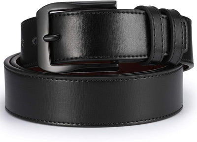 Men’s Casual Leather Jeans Belts 1 1/2” Wide 4MM Thick Alloy Prong Buckle Work Dress Belt for Men