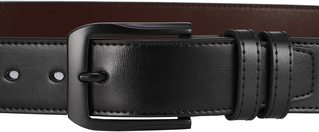 Men’s Casual Leather Jeans Belts 1 1/2” Wide 4MM Thick Alloy Prong Buckle Work Dress Belt for Men