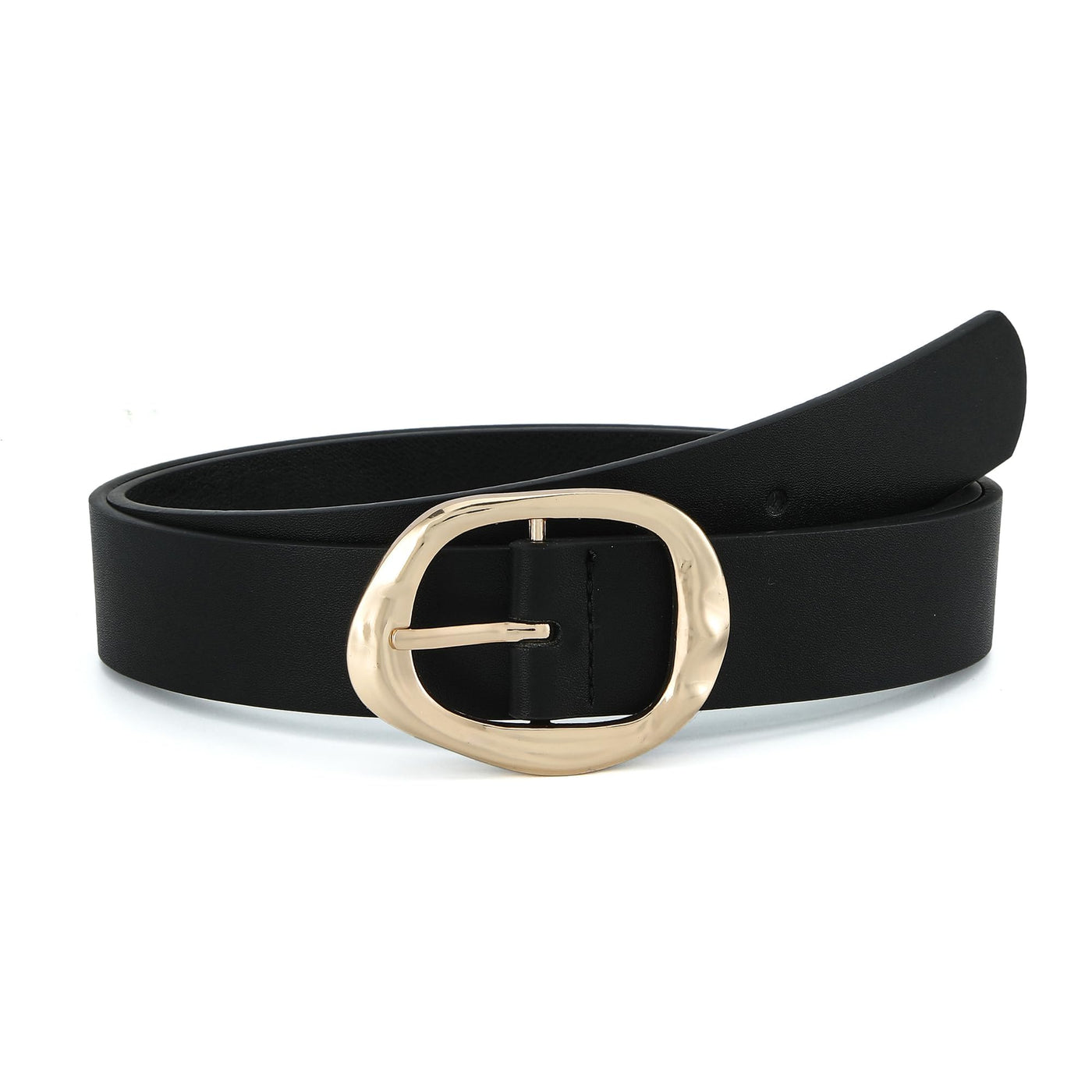 Earnda Leather Belts for Women Casual Fashion Waist Belt with Liquid Shapes Gold Buckle for Jeans Pants Dresses