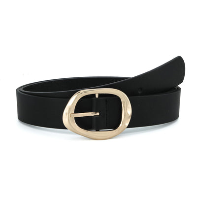 Earnda Leather Belts for Women Casual Fashion Waist Belt with Liquid Shapes Gold Buckle for Jeans Pants Dresses