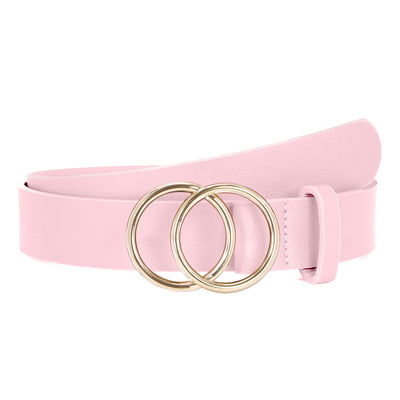 SUOSDEY Women Leather Belt Fashion Double O-Ring Soft Faux Leather Waist Belts For Jeans Dress
