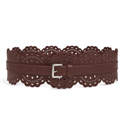 XZQTIVE Women Wide Belt For Dresses Vintage Chunky Belts Thick Leather Waist Belt With Prong Buckle