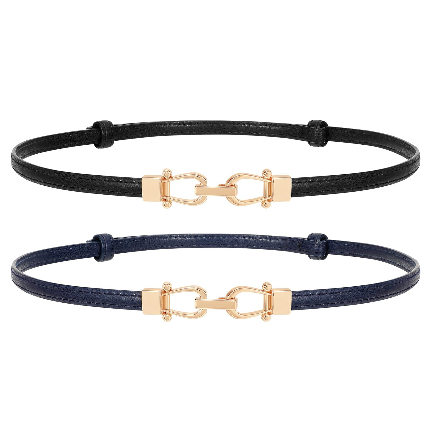 JASGOOD Leather Skinny Women Belt Ladies Thin Waist Belts Plus Size Adjustable for Jeans Pants Dresses with Metal Buckle