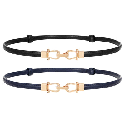 JASGOOD Leather Skinny Women Belt Ladies Thin Waist Belts Plus Size Adjustable for Jeans Pants Dresses with Metal Buckle