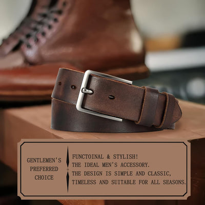 DOOPAI Men's Genuine Leather Casual Belt -Full Grain Leather Belt for Men- 1.5" Handmade Jeans Belt with Gift Box