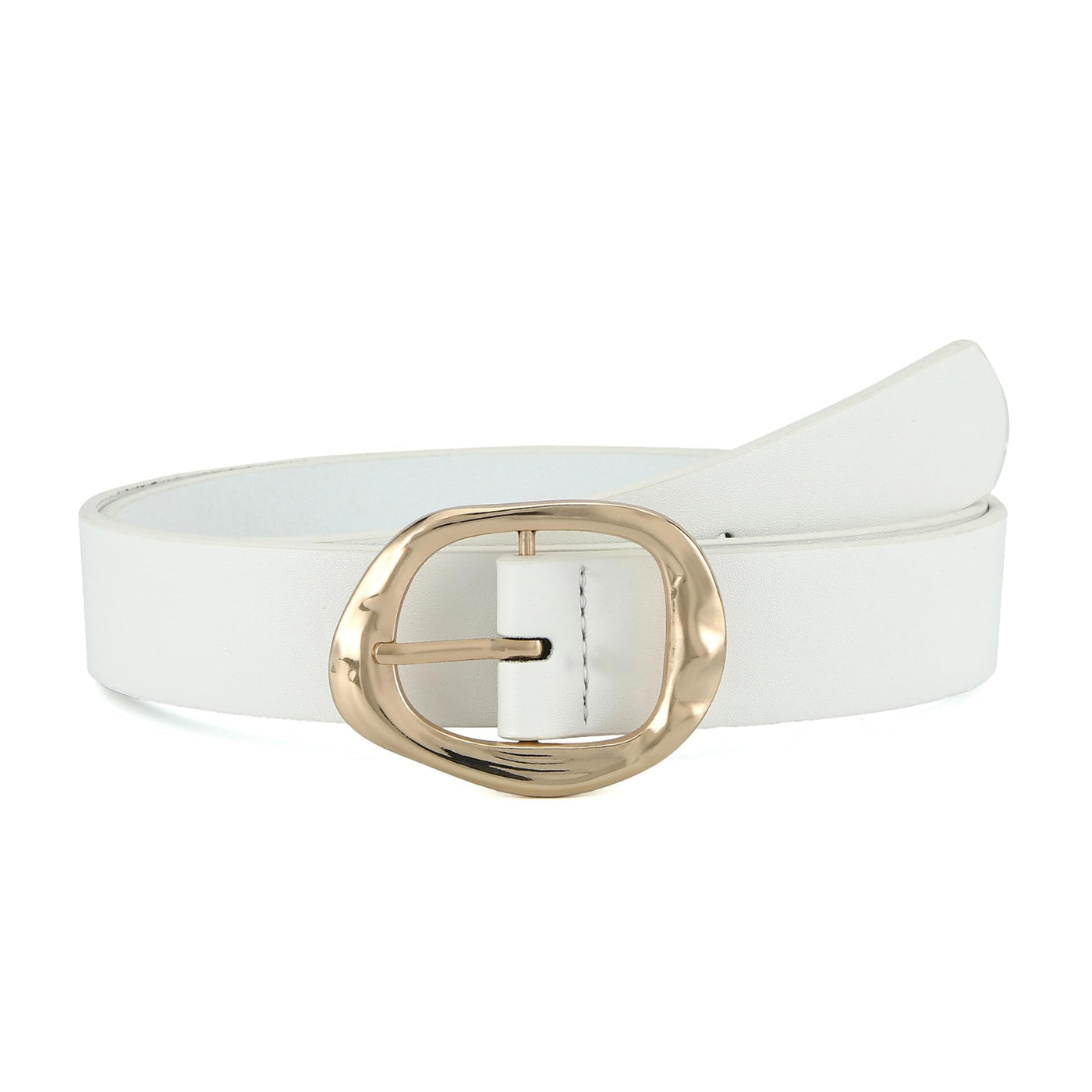Earnda Leather Belts for Women Casual Fashion Waist Belt with Liquid Shapes Gold Buckle for Jeans Pants Dresses