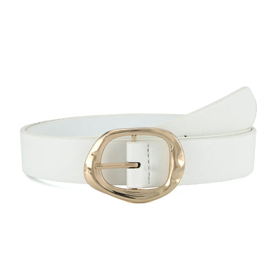 Earnda Leather Belts for Women Casual Fashion Waist Belt with Liquid Shapes Gold Buckle for Jeans Pants Dresses