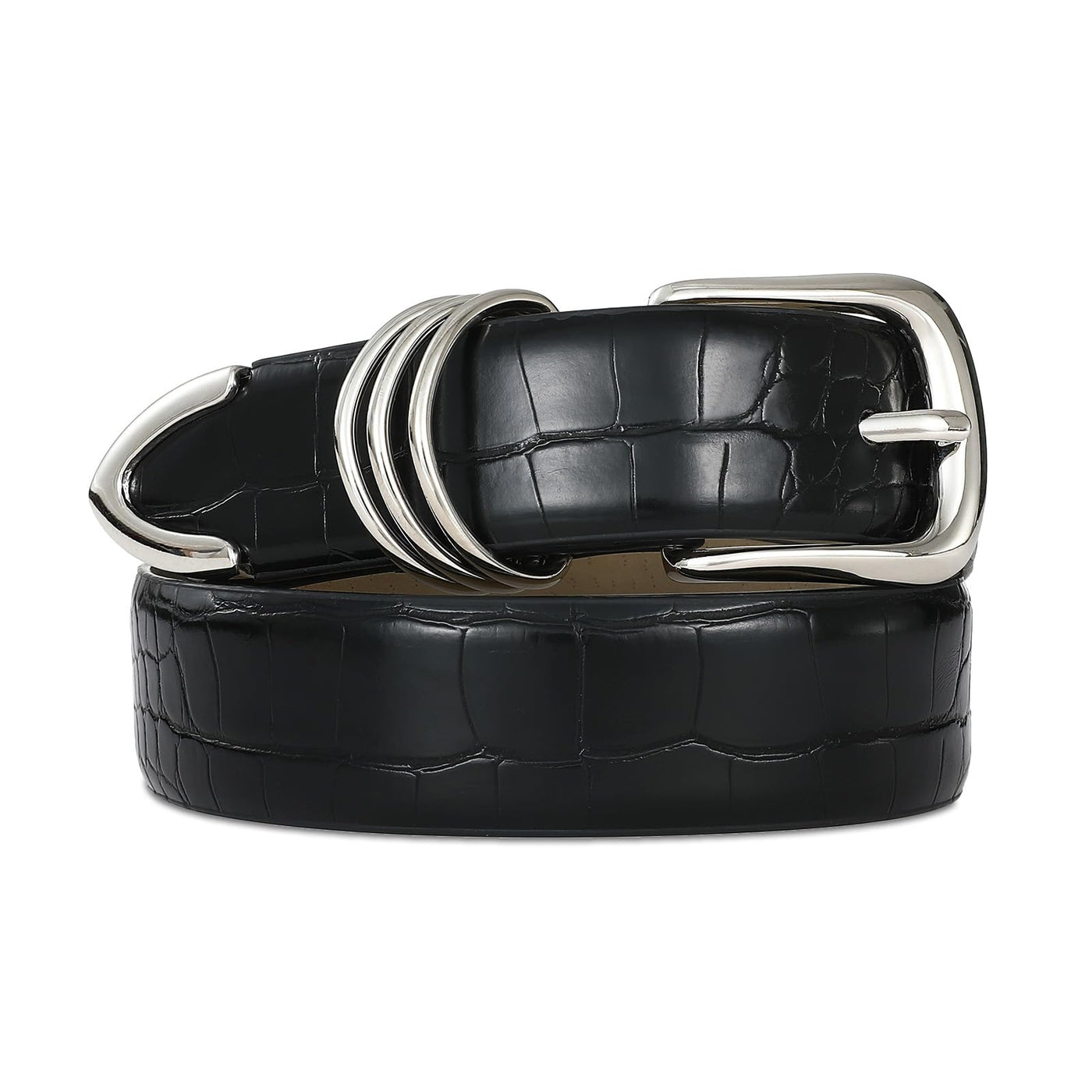 Women's Leather Belts with Gold Buckle Fashion Leather Waist Belt Elegant Ladies Belts for Jeans Dress & Casual Wear
