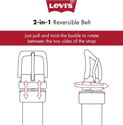 Levi's Men's Two-in-One Reversible Rotative Buckle Casual Everyday Jean Belt (Regular and Big & Tall Sizing)