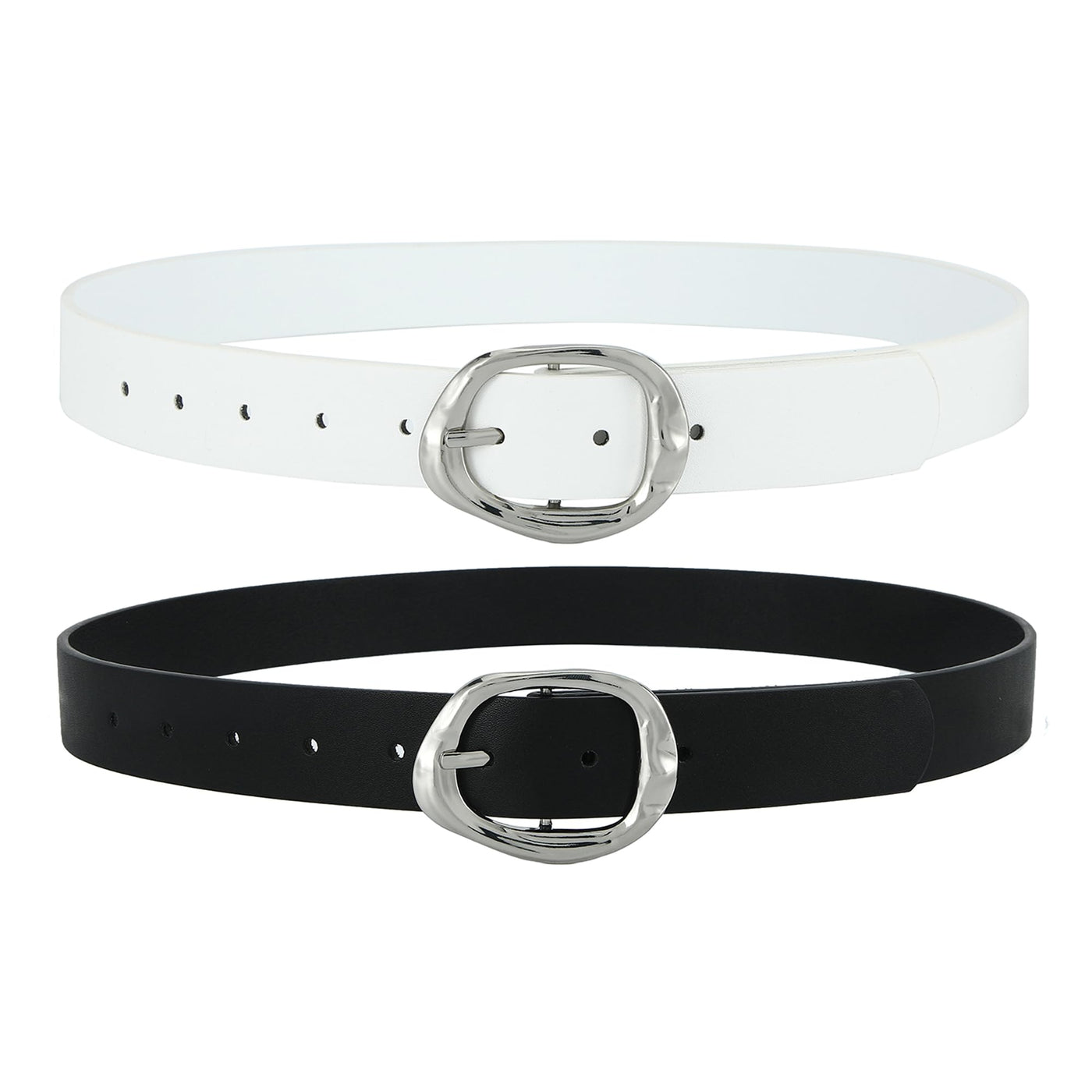 Earnda Leather Belts for Women Casual Fashion Waist Belt with Liquid Shapes Gold Buckle for Jeans Pants Dresses