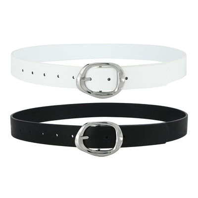 Earnda Leather Belts for Women Casual Fashion Waist Belt with Liquid Shapes Gold Buckle for Jeans Pants Dresses
