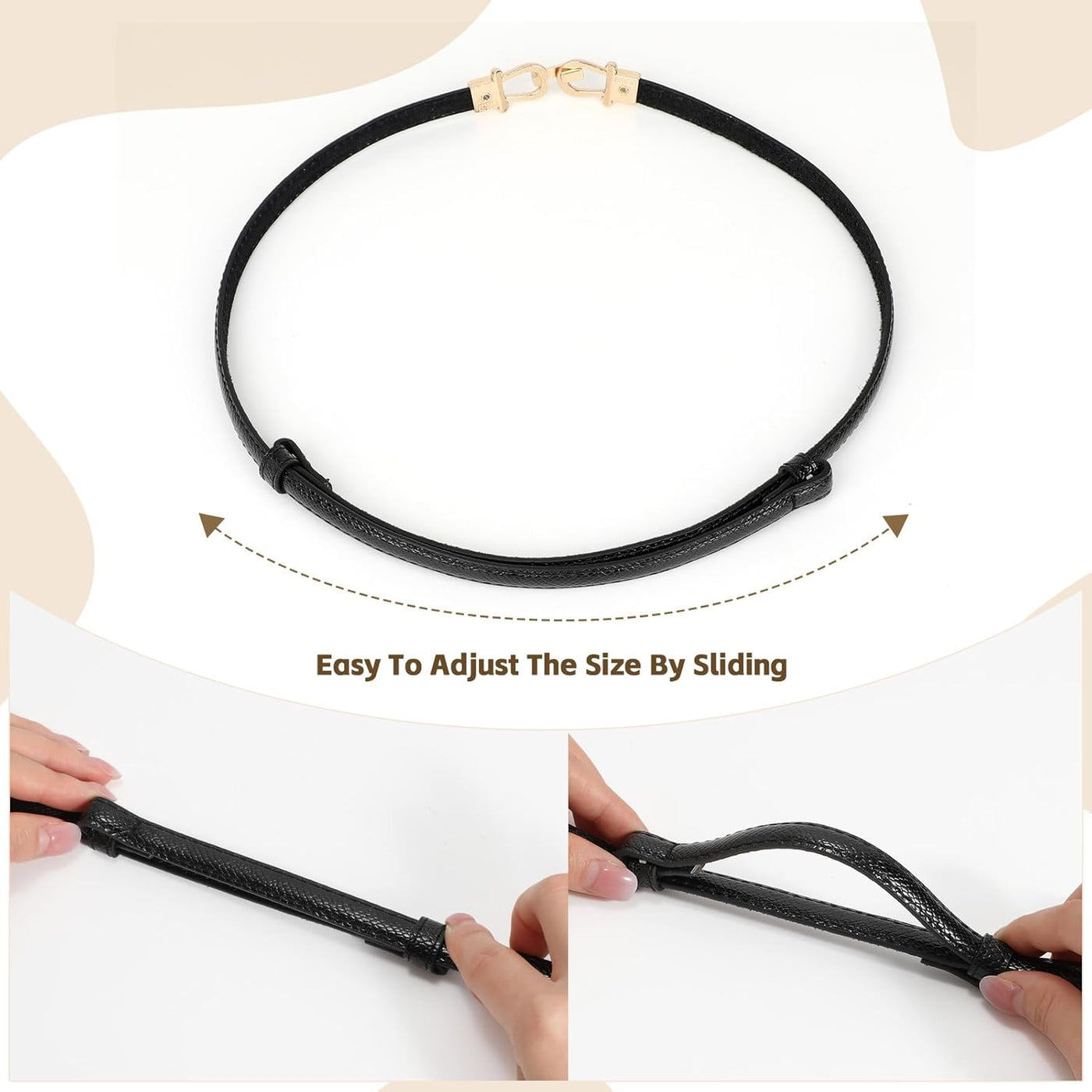 JASGOOD Leather Skinny Women Belt Ladies Thin Waist Belts Plus Size Adjustable for Jeans Pants Dresses with Metal Buckle