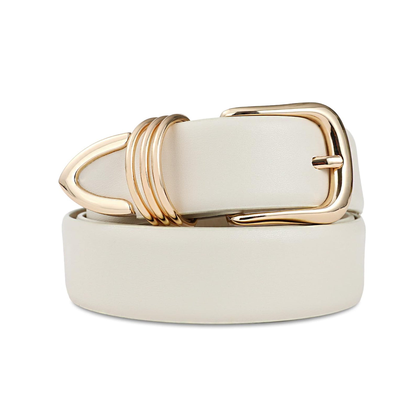 Women's Leather Belts with Gold Buckle Fashion Leather Waist Belt Elegant Ladies Belts for Jeans Dress & Casual Wear
