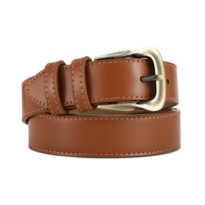 Women's Leather Belts with Gold Buckle Fashion Leather Waist Belt Elegant Ladies Belts for Jeans Dress & Casual Wear