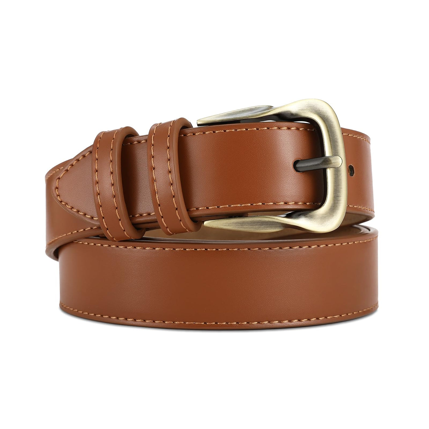 Women's Leather Belts with Gold Buckle Fashion Leather Waist Belt Elegant Ladies Belts for Jeans Dress & Casual Wear