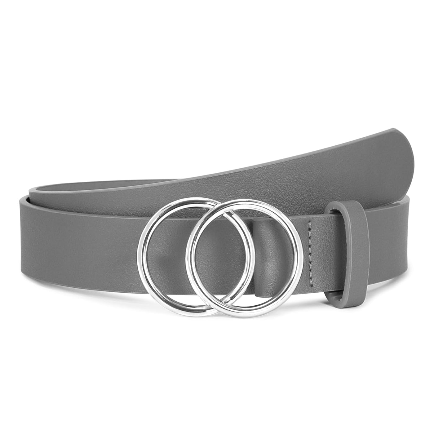 SUOSDEY Women Leather Belt Fashion Double O-Ring Soft Faux Leather Waist Belts For Jeans Dress
