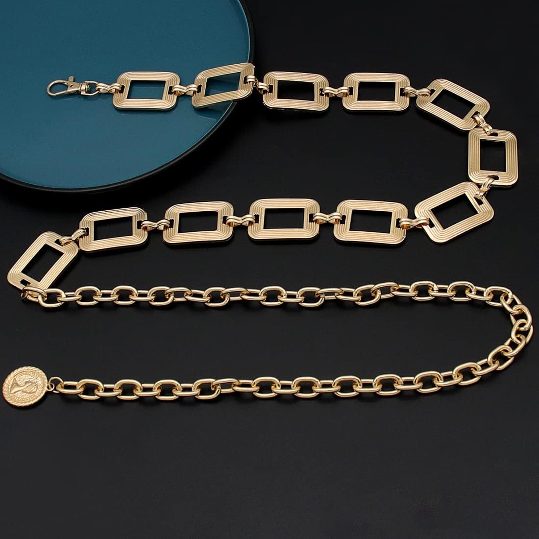 Women's Chain Belt Metal Waist Belt Chunky Belly Link Belt