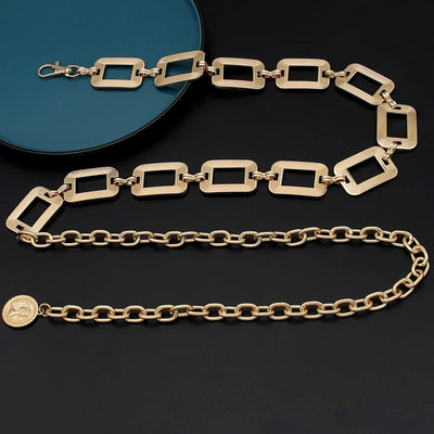 Women's Chain Belt Metal Waist Belt Chunky Belly Link Belt