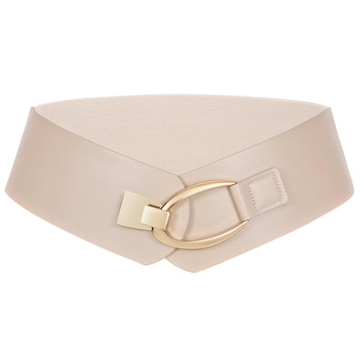 WERFORU Women Wide Elastic Belt Women Fashion Wide Belt with Gold Buckle Ladie Thick Waistbelt for Dresses
