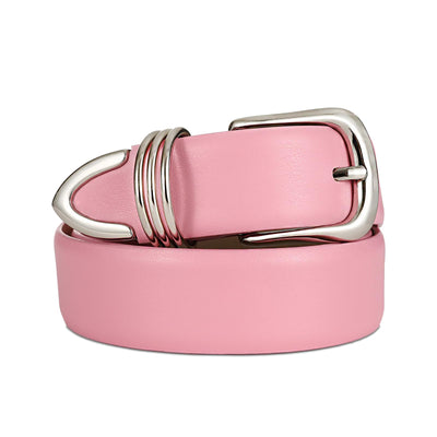 Women's Leather Belts with Gold Buckle Fashion Leather Waist Belt Elegant Ladies Belts for Jeans Dress & Casual Wear