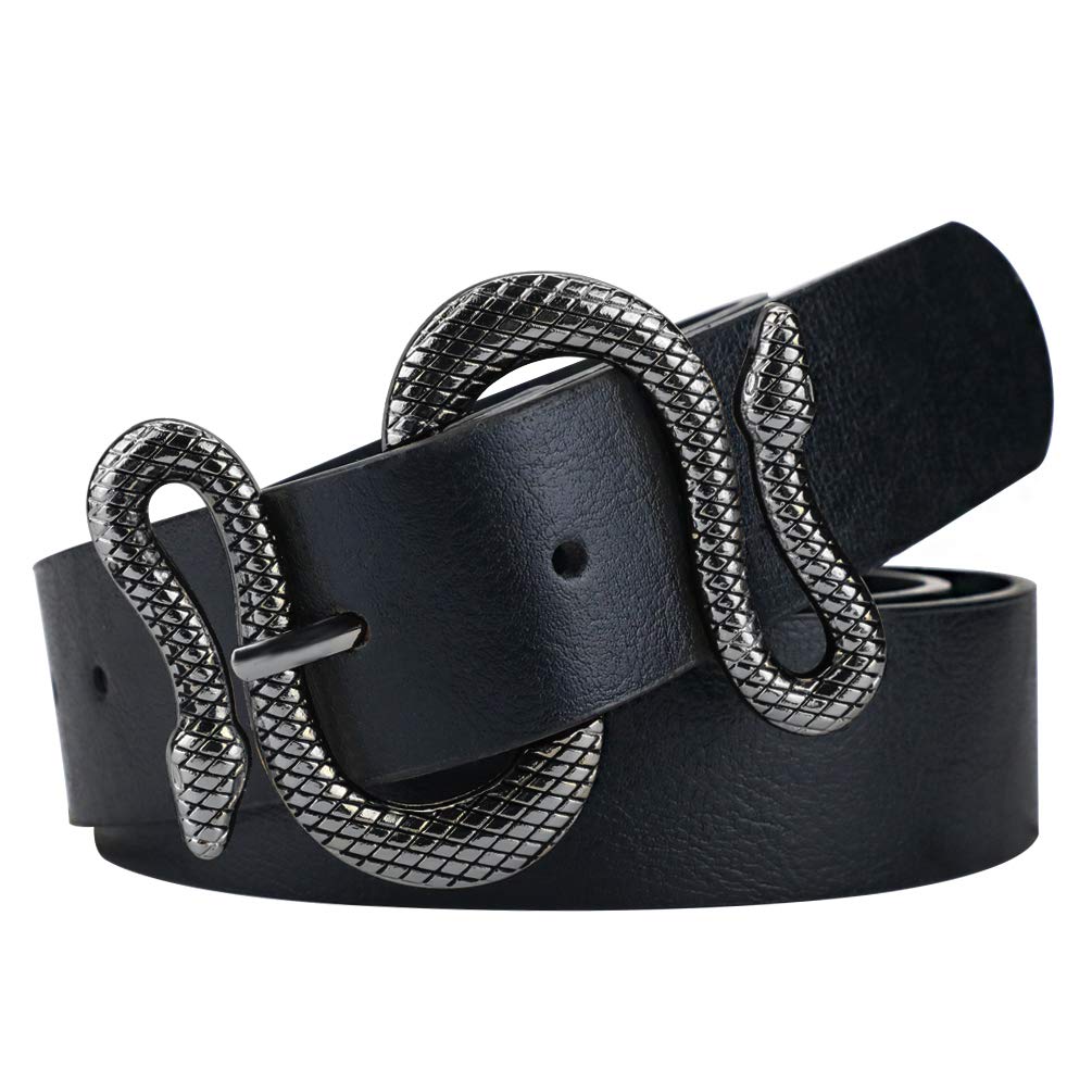 Belts for Women,Women Fashion Leather Belt for Dress with Snake Buckle