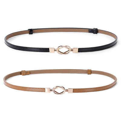 JASGOOD Leather Skinny Women Belt Ladies Thin Waist Belts Plus Size Adjustable for Jeans Pants Dresses with Metal Buckle