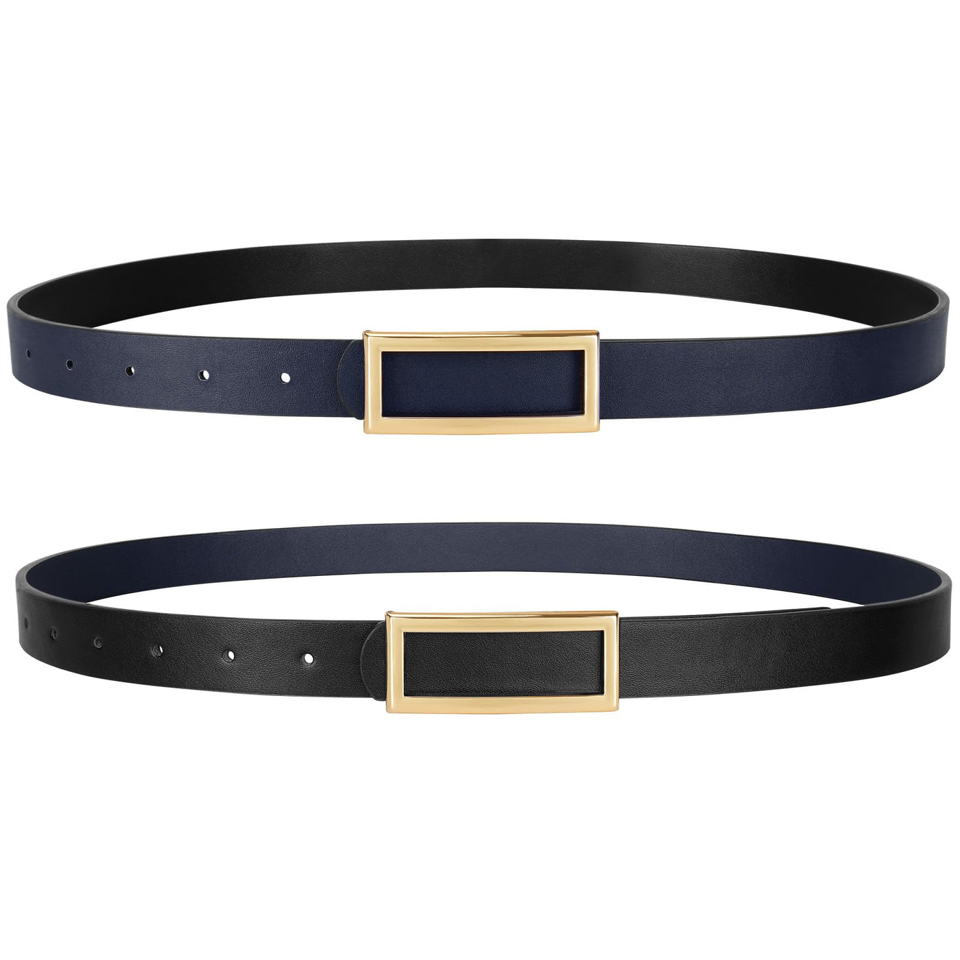 SANSTHS Skinny Reversible Belts for Women, Two-in-one Women Thin Belt for Dresses Jeans Pants with Gold Buckle