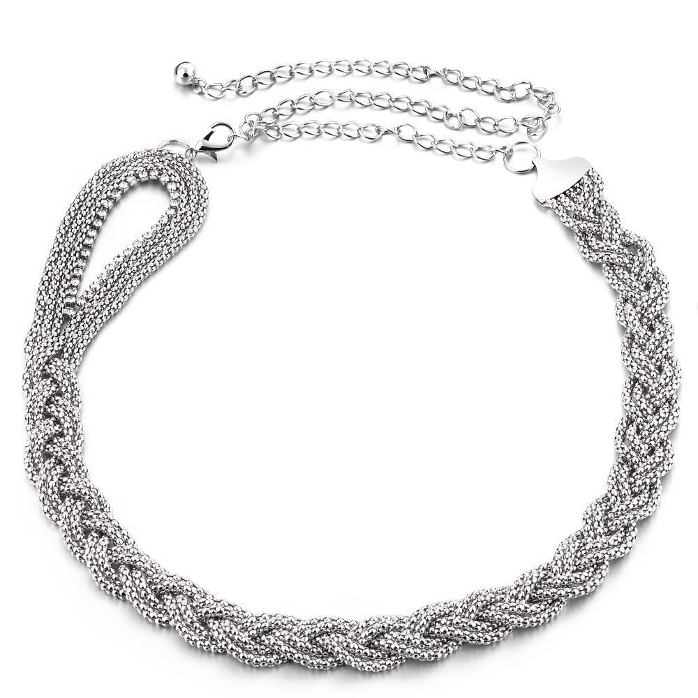 Trimming Shop Women Waist Belt Adjustable Metal Body Chain Stylish Clasp, Fashionable Accessory Ladies Waistband Casual and Formal Wear, Dress, Western Outfits