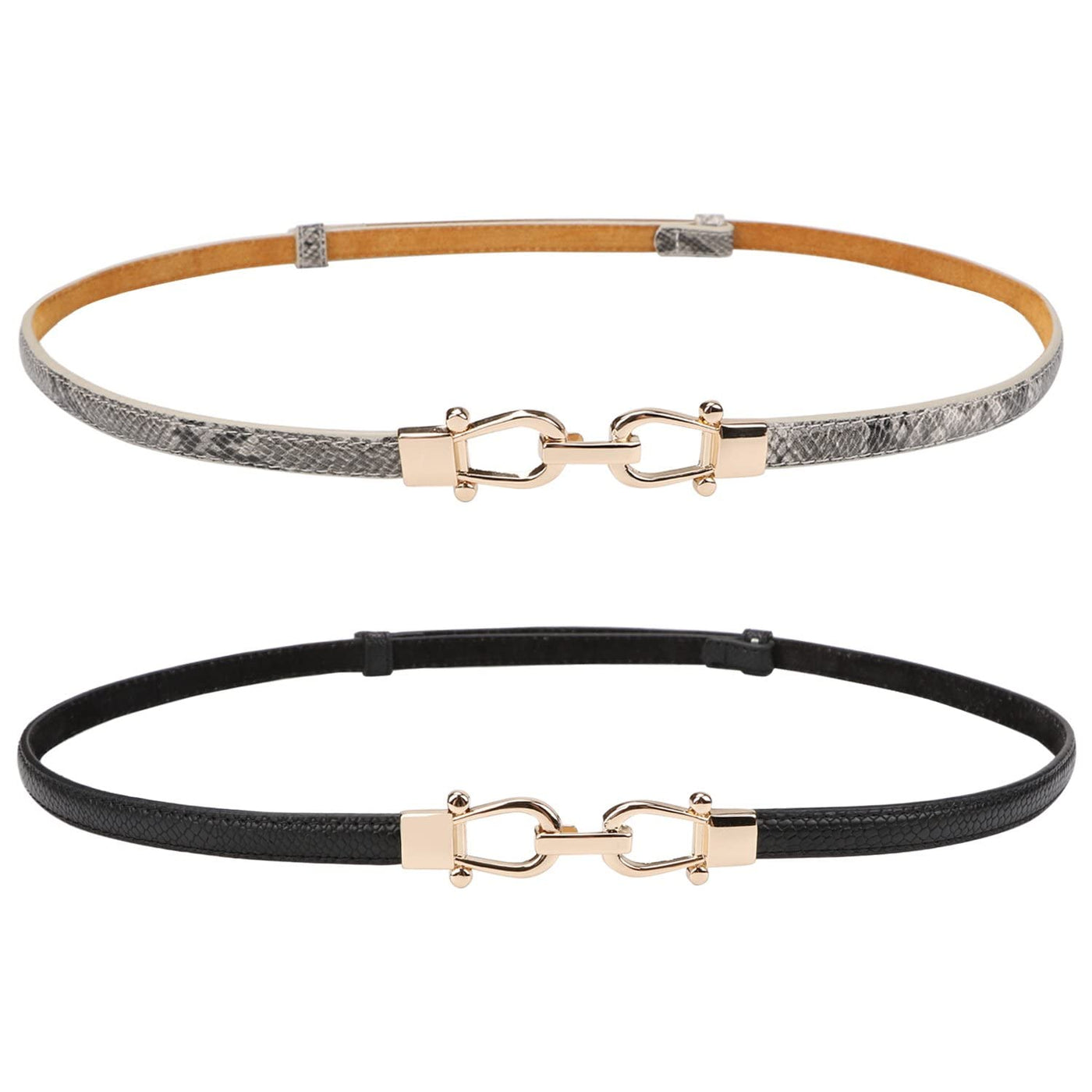 JASGOOD Leather Skinny Women Belt Ladies Thin Waist Belts Plus Size Adjustable for Jeans Pants Dresses with Metal Buckle