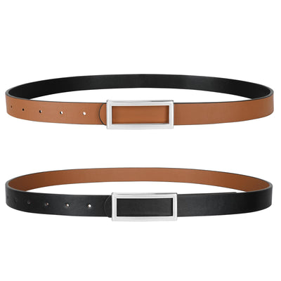 SANSTHS Skinny Reversible Belts for Women, Two-in-one Women Thin Belt for Dresses Jeans Pants with Gold Buckle