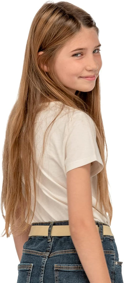 Olata Children’s Elasticated Belt with Silver Buckle (1-6 Years). Cream