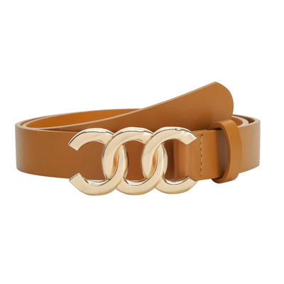 Women Belt for Jeans Dress Cinch Waist Belt for Ladies Faux Leather Belt with Gold Buckle