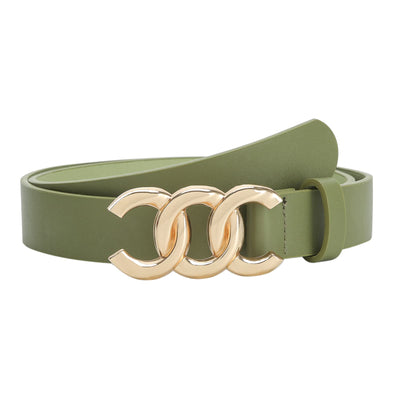 Women Belt for Jeans Dress Cinch Waist Belt for Ladies Faux Leather Belt with Gold Buckle