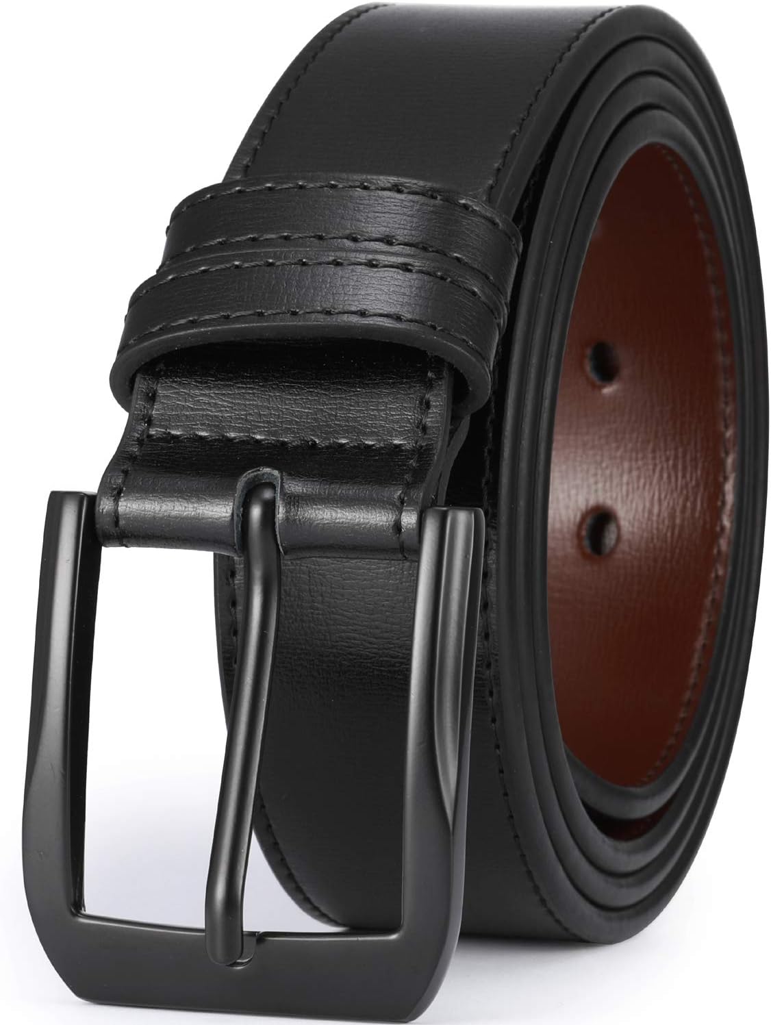 Men’s Casual Leather Jeans Belts 1 1/2” Wide 4MM Thick Alloy Prong Buckle Work Dress Belt for Men