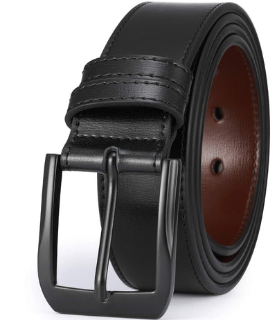 Men’s Casual Leather Jeans Belts 1 1/2” Wide 4MM Thick Alloy Prong Buckle Work Dress Belt for Men