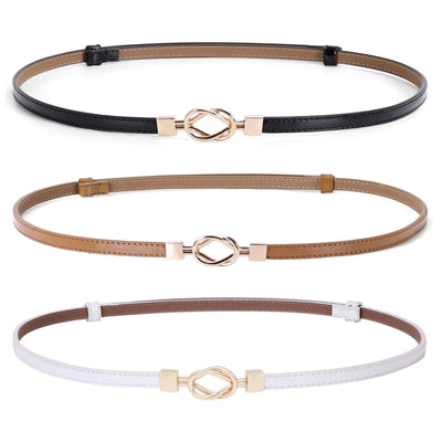 JASGOOD Leather Skinny Women Belt Ladies Thin Waist Belts Plus Size Adjustable for Jeans Pants Dresses with Metal Buckle