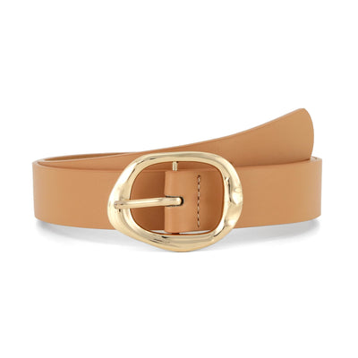 Earnda Leather Belts for Women Casual Fashion Waist Belt with Liquid Shapes Gold Buckle for Jeans Pants Dresses